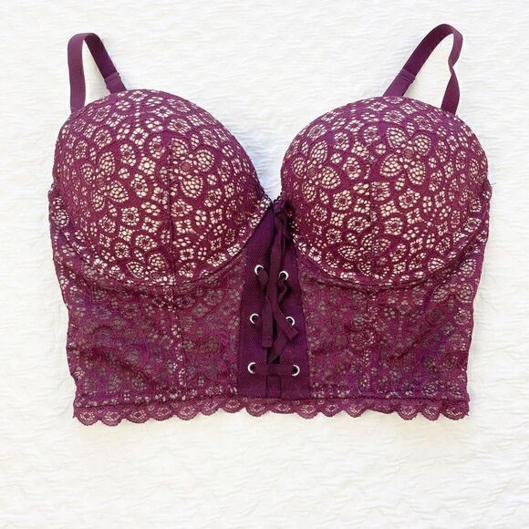 BUY 1 GET 1 FREE Victoria’s Secret Corset bra padded demi lace up balconette 34d - Picture 2 of 8